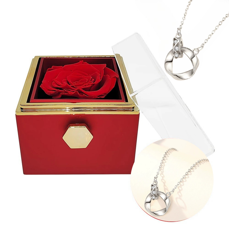 Caixinha Rosa Eterna com Colar Presente Namorados - Etern Love®