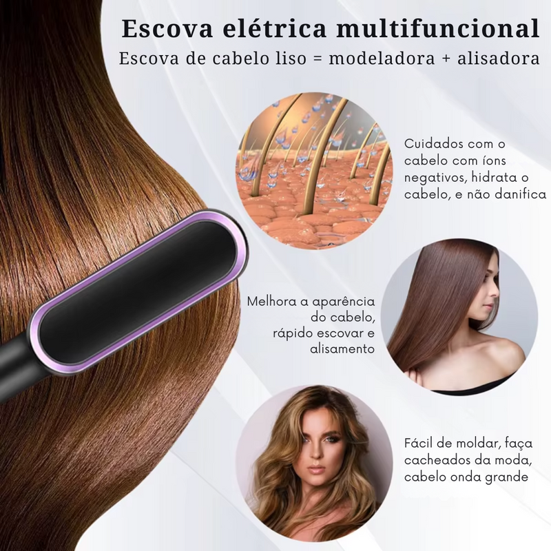 Escova Alisadora 5 em 1 - StraightBrush Pro®