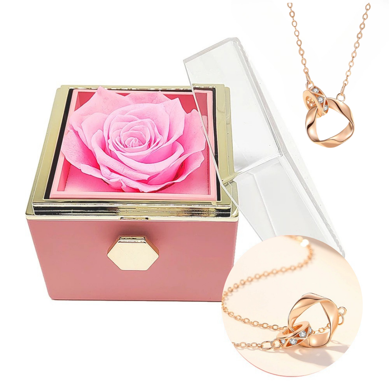 Caixinha Rosa Eterna com Colar Presente Namorados - Etern Love®