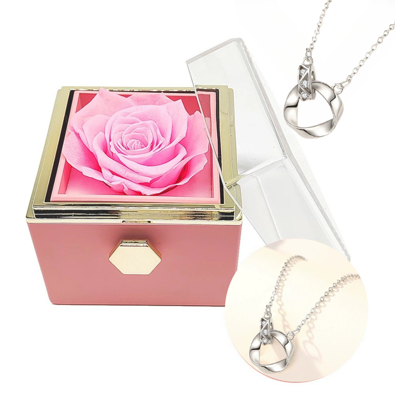 Caixinha Rosa Eterna com Colar Presente Namorados - Etern Love®