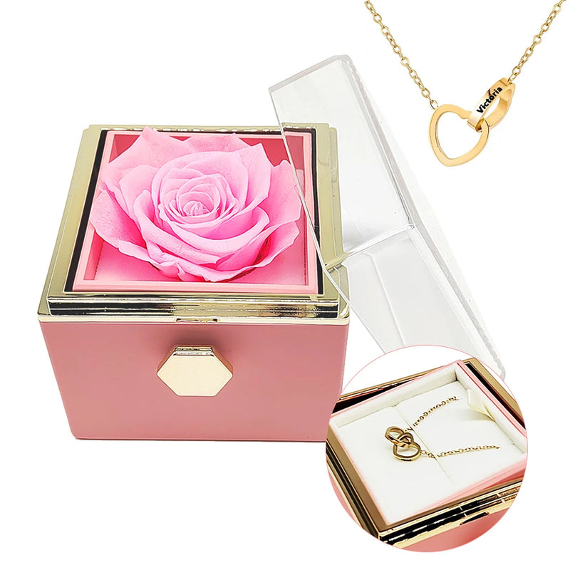 Caixinha Rosa Eterna com Colar Presente Namorados - Etern Love®