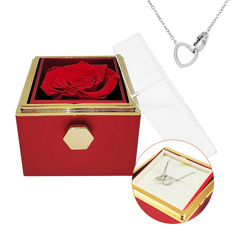 Caixinha Rosa Eterna com Colar Presente Namorados - Etern Love®
