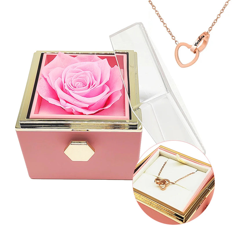 Caixinha Rosa Eterna com Colar Presente Namorados - Etern Love®